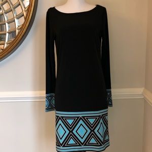Michael Kors black dress with blue geometric print